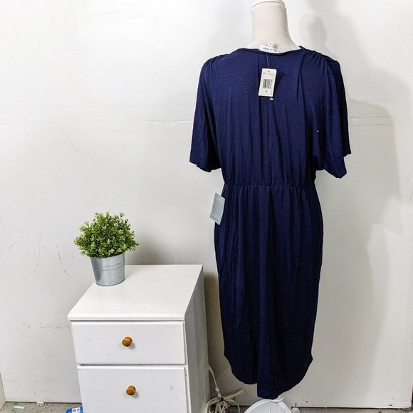 THE VANITY ROOM Women's NWT Navy Blue Surplice Faux Wrap Dress Size XL - Picture 4 of 7
